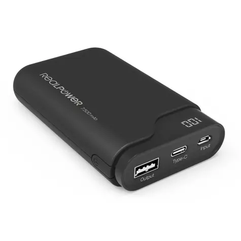 RealPower PB-7500C čierna / Powerbanka 7500 mAh / USB &amp; USB-C / 5V / 2.1A