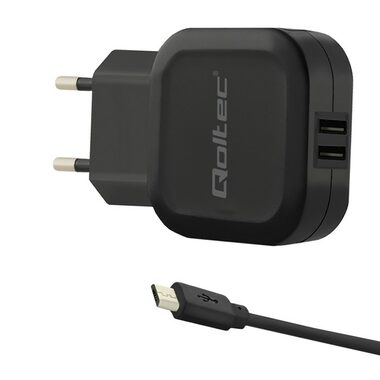 Qoltec 50187 AC adaptér 17W | 5V | 3.4A | 2xUSB + Micro USB cable