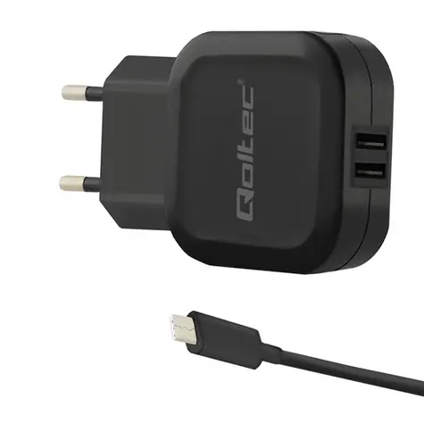 Qoltec 50188 AC adaptér 17W | 5V | 3.4A | 2xUSB + USB C cable