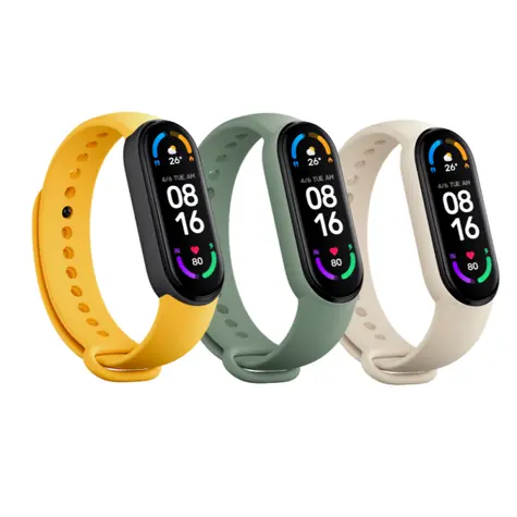Xiaomi Mi Smart Band 6 Strap Set / Náhradné remienky / slonovinová &amp; olivová &amp; žltá