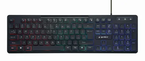Gembird KB-UML-02 čierna / multimediálna drôtová klávesnica / USB-A / US layout / RGB podsvietenie