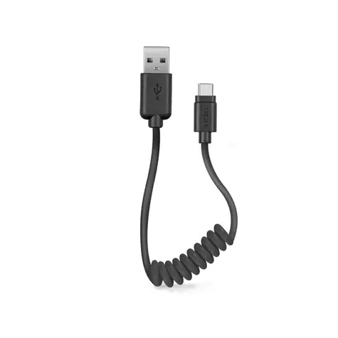 SBS špirálový kábel USB - USB-C 0.5m čierna