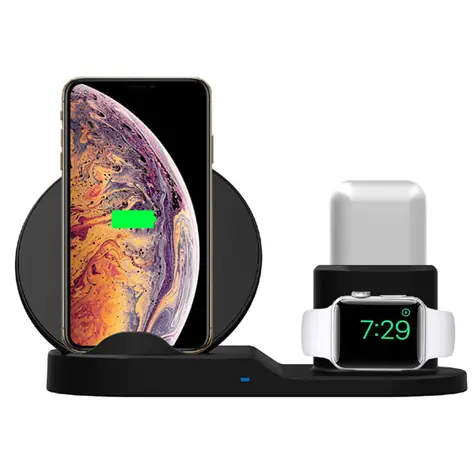 OEM 3v1 bezdrôtová nabíjačka pre telefón Apple Watch a Airpods / 15 W / Qi