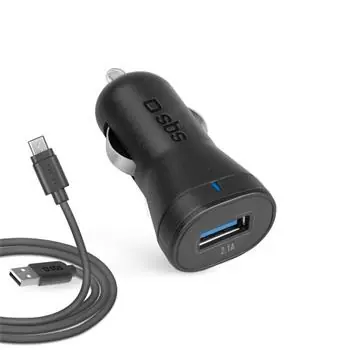 SBS Nabíjacia sada do auta s MicroUSB káblom 1 m čierna / 2100 mA