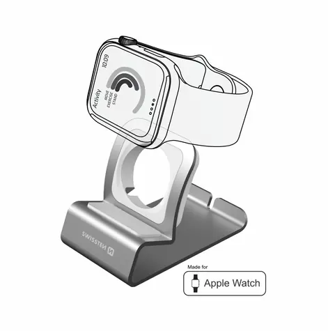 SWISSTEN Hliníkový stojan pre Apple Watch strieborná
