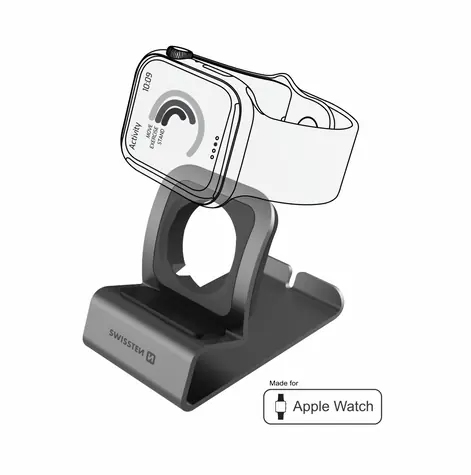 SWISSTEN Hliníkový stojan pre Apple Watch šedá