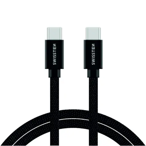 SWISSTEN TEXTILE dátový kábel USB-C - USB-C 2m čierna
