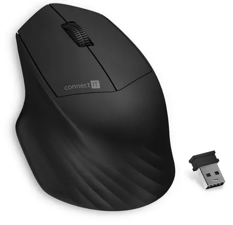 Connect IT Triple SmartSwitch čierna / Bezdrôtová myš / 1600DPI / 4 tlačidlá / USB prijímač / 2.4 GHz / 1x AA