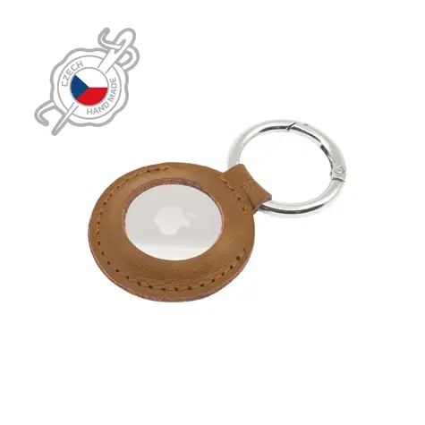 FIXED Case for AirTag Puzdro z pravej hovädzej kože s karabínou hnedá