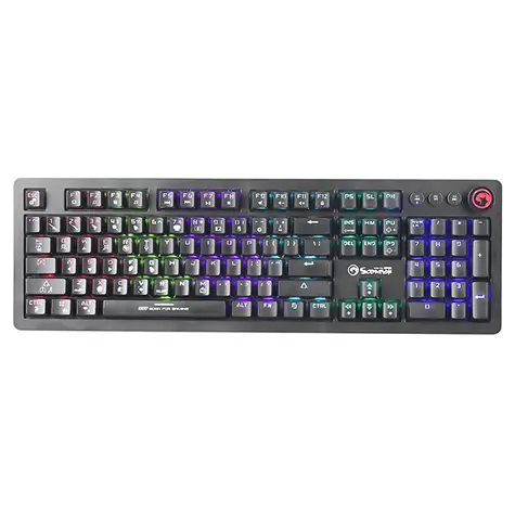 Marvo KG917 (US) čierna / mechanická klávesnica / USB / RGB / US layout / Jixian Blue / 1.6m