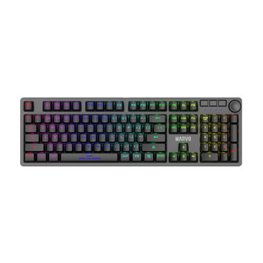 Marvo KG954 (US) čierna / mechanická klávesnica / USB / RGB / US layout / Jixian Blue / 1.6m