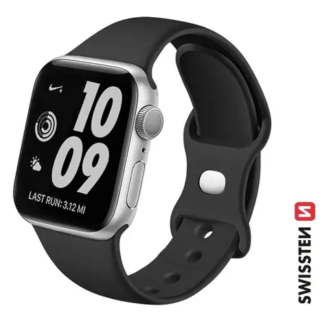 Swissten Silikónový remienok pre Apple Watch 42/44/45/49mm čierna