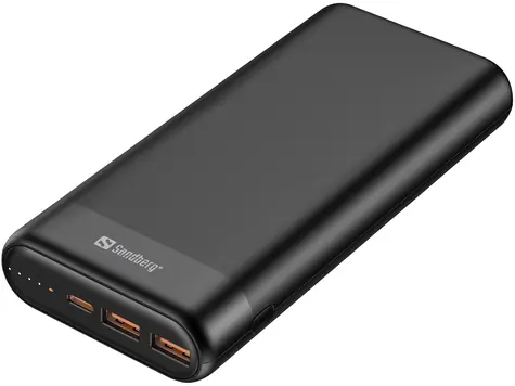 Sandberg Powerbank PD65W QC 20000mAh čierna / max, 20V / max. 3.25A / 1x USB-C / 2x USB-A / 65W