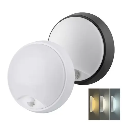 Solight WO780 LED vonkajšie osvetlenie so senzorom a nastaviteľnou CCT 18W / 1350lm / 22cm / 2v1 - biely a čierny kryt