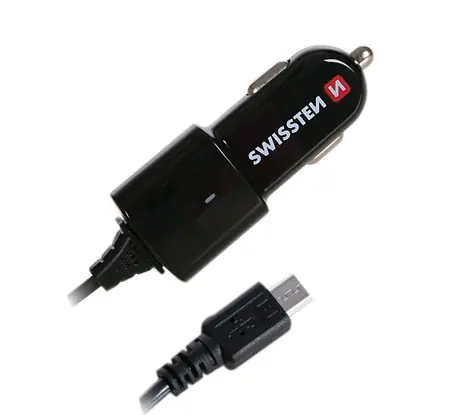 SWISSTEN CL Autonabíjačka microUSB 1A čierna