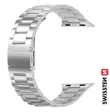 Swissten Kovový remienok pre Apple Watch 42/44/45/49mm strieborná