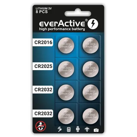 EverActive Lítium gombíkové batérie 4 x CR2032 | 2 x CR2025 | 2 x CR2016