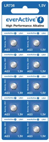 EverActive Alkalické gombíkové batérie G3 LR736 LR41 10ks