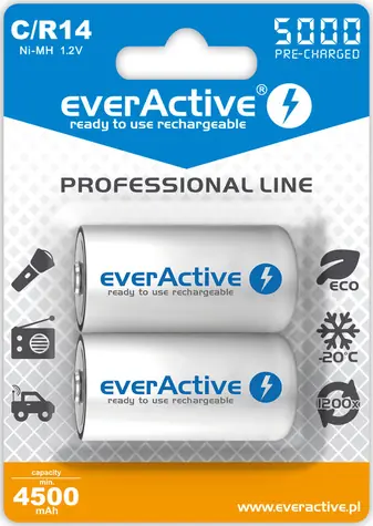 EverActive Professional Line nabíjacia batéria C (R14) 5000 mAh 2ks / Ni-MH
