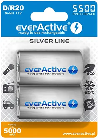 EverActive Silver Line nabíjacia batéria D (R20) 5500 mAh 2ks / Ni-MH