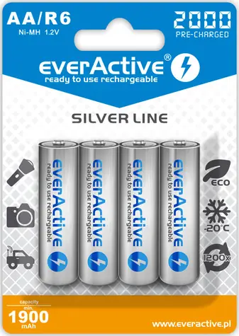 EverActive Silver Line nabíjacia batéria AA (R6) 2000 mAh 4ks / Ni-MH