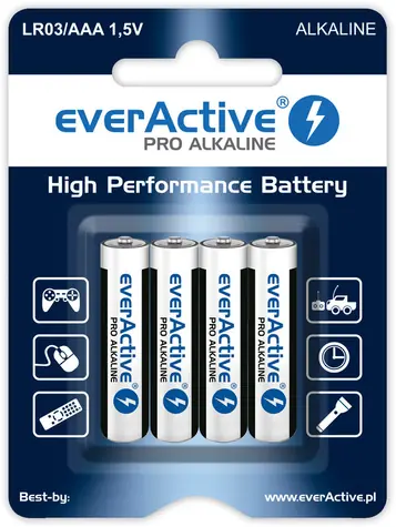 EverActive Pro Alkalické batérie AAA (LR03) - blister 4ks 