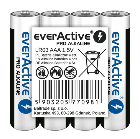 EverActive Pro Alkalické batérie AAA (LR03) - fólia 4ks 
