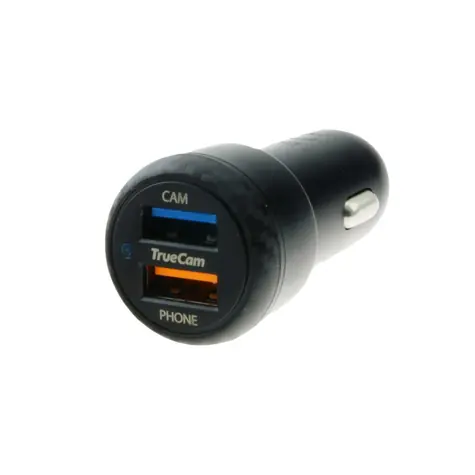 TrueCam rýchlonabíjačka do auta čierna / USB / 2.4A &amp; 3A / pre autokamery TrueCam