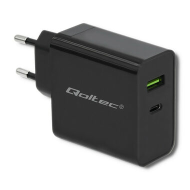 Qoltec 51717 adaptér 42W čierna / 5-20V / 2.25-3A / USB type C PD