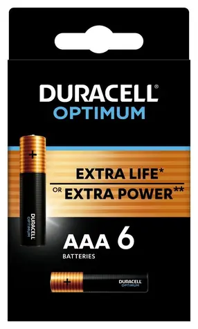 Duracell - Optimum alkalická batéria mikrotužková AAA 6 ks