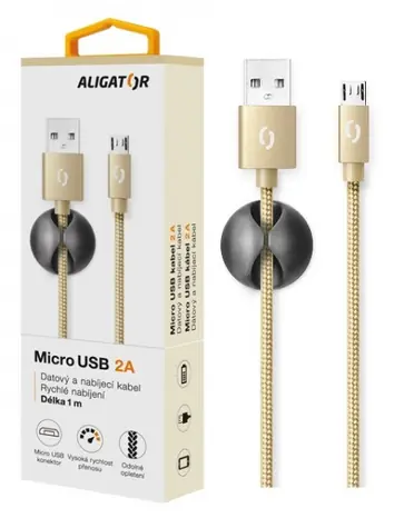 Aligator Premium Dátový kábel 2A Micro USB zlatá