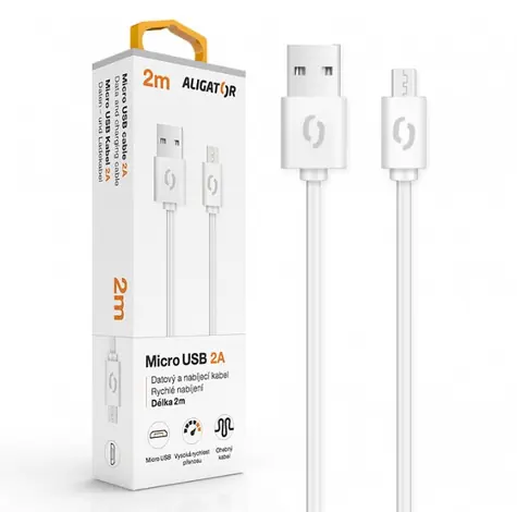 Aligator 2A Dátový kábel micro USB 2m biela