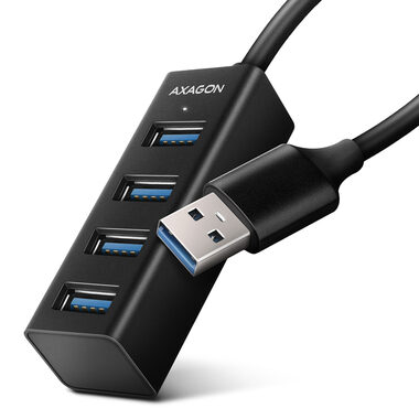 Axagon HUE-M1A, 4X USB 3.2 Gen 1 MINI húb, kovový, kábel USB-A 20cm