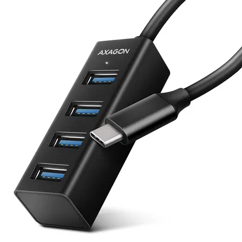 Axagon HUE-M1C, 4X USB 3.2 Gen 1 MINI húb, kovový, kábel USB-C 20cm