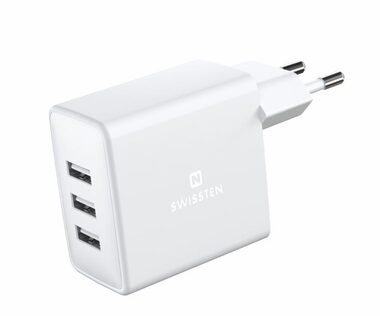 SWISSTEN Sieťový adaptér 3xUSB-A 15W / 3x USB-A / 15W / Smart IC / 5V / 2.4A