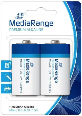 MediaRange Premium alkalické batérie Mono D / 1.5V / 2ks