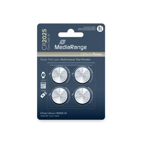 MediaRange Premium lítium batéria Coin Cells CR2025 / 3V / 4ks