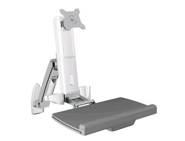 Icy Box IB-MS600-W Držiak na stenu pre monitor do 24&quot; s podložkou na myš a klávesnicu / VESA 75x75 &amp; 100x100 / nosnosť 8kg