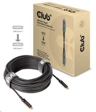 CLUB3D Kábel USB-C M/M čierna 20m / aktívny / optický