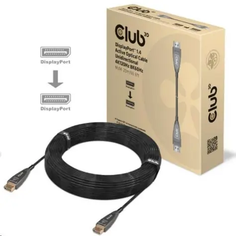 CLUB3D CAC-1079 aktívny kábel DisplayPort 1.4 M/M čierna 20m / 8K 60Hz