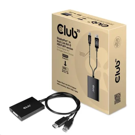 CLUB3D CAC-1010-A aktívna redukcia DisplayPort na Dual Link DVI-D čierna 60cm / USB napájanie
