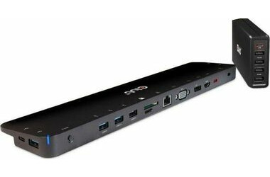 CLUB3D CSV-1564W100 Dokovacia stanica USB-C 3.2 čierna / 3x USB-C / HDMI / DP / VGA / RJ45 / SD Slot / MicroSD / 3.5mm jac