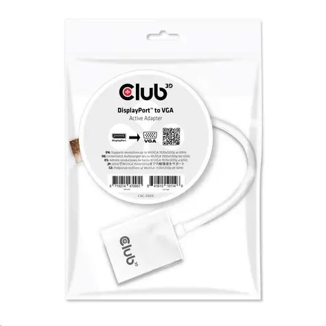 CLUB3D CAC-2003 aktívny adaptér DisplayPort na VGA / FHD 60Hz