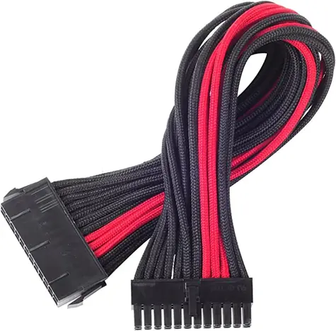 SilverStone 24-pin ATX kábel 30cm čierno-červená / predlžovací / individuálne opletené káble