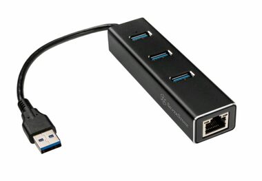 SilverStone EP04 3-port USB &amp; Gigabit Ethernet húb čierna / 3x USB 3.0 / 1GLAN