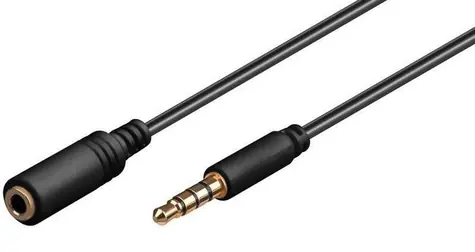 MicroConnect Slim audio kábel 4-pin Jack 3.5mm (M) - Jack 3.5mm (F) 2m čierna