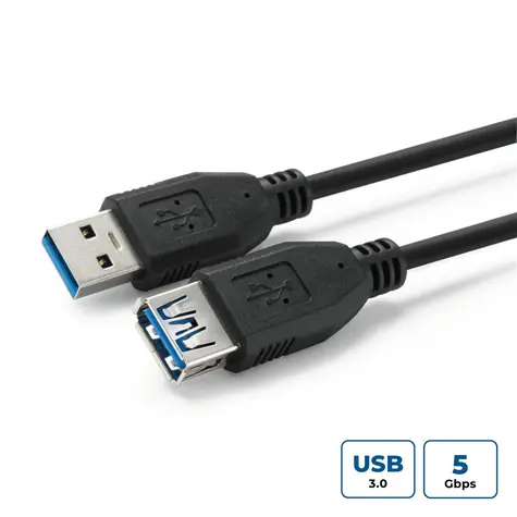 MicroConnect kábel USB3.0 A (M) - USB3.0 A (F) 2m čierna / 5000Mbit/s