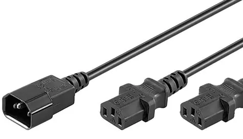 MicroConnect Predlžovací split kábel C14 - 2x C13 1.8m čierna