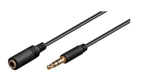 MicroConnect kábel pre slúchadlá 3-pin Jack 3.5mm (M) - Jack 3.5mm (F) 5m čierna