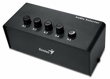 Genius Stereo Switching Box čierna / prepínač výstupu / až 5 repro